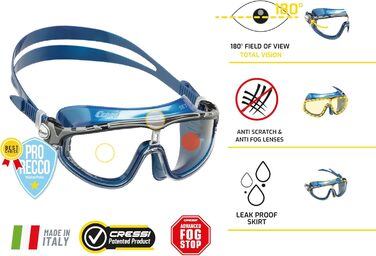 Універсальні плавальні окуляри Cressi Skylight, преміум, 100% UV захист, дзеркальні лінзи, чорна/сіра оправа, високоякісні матеріали