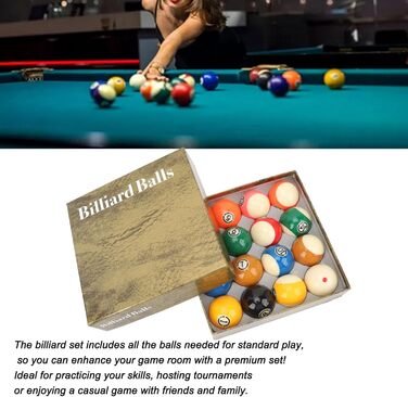 Набір куль для більярду, 16 штук, 5,72 см, кульки для більярдного столу, набір для тренувань