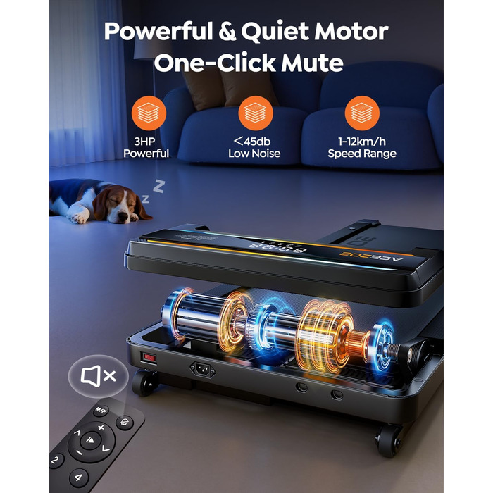 Бігова доріжка для дому Laufband з нахилом 0-15%, 3.0HP, складна, з динаміками, до 136 кг, розмір 137x72x13 см