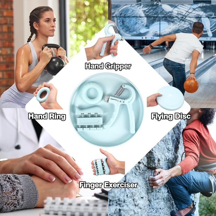 Набір для зміцнення хватки TwinBeing (4 шт.) з ручками та підсилювачем передпліччя - тренажер рук та пальців - розвантажувальне кільце для сили - літаюча диска