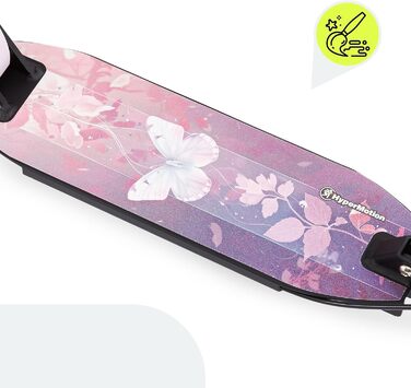 Самокат дитячий та підлітковий HyperMotion Vibe алюмінієвий, до 100 кг, складний, регульована висота керма, колеса 200 мм, ABEC-7 (Чорний з рожевим)