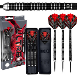 Дротики Harrows SUPERGRIP Ultra 90% вольфрам 26 г з карбоновими хвостовиками, оперенням та кейсом для подорожей