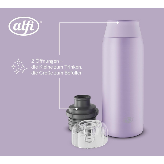 Пляшка для води alfi ELEMENT 600 мл з нержавіючої сталі, герметична, для газованих напоїв, зелена матова, легка, без BPA, можна мити в посудомийці