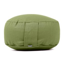 Подушка для медитації Bodhi Rondo ECO | Подушка для йоги з органічною гречаною лузгою | Чохол 100% бавовна, знімний, з ручкою | Висота 20 см, колір лоден-зелений