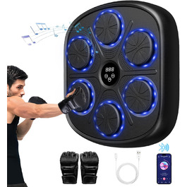 Музична бокс-машина для дорослих і дітей, Bluetooth, з LED підсвічуванням, боксерськими рукавичками, 9 режимами швидкості та лічильником ударів, електронний тренажер для боксу