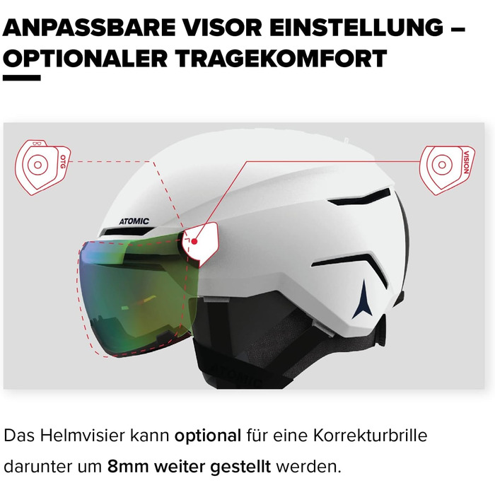 Гірськолижний шолом ATOMIC Savor Visor Stereo з візором, максимальне поглинання ударів, вентиляція Aircon, дзеркальне покриття, розмір 59-63, світло-фіолетовий