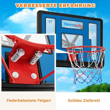 Мобільний баскетбольний щит Yaheetech з регульованою висотою 227-303,5 см, для приміщень та вулиці, з ручкою для налаштування