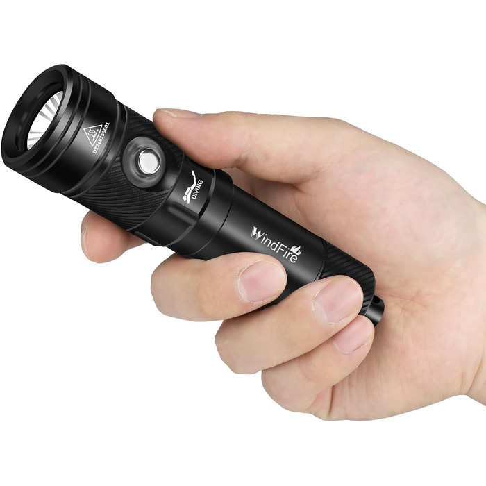 Водонепромісний ліхтар WINDFIRE Tauchschein для дайвінгу та снорклінгу, IPX8, 4 режими, індикатор заряду, перезаряджається