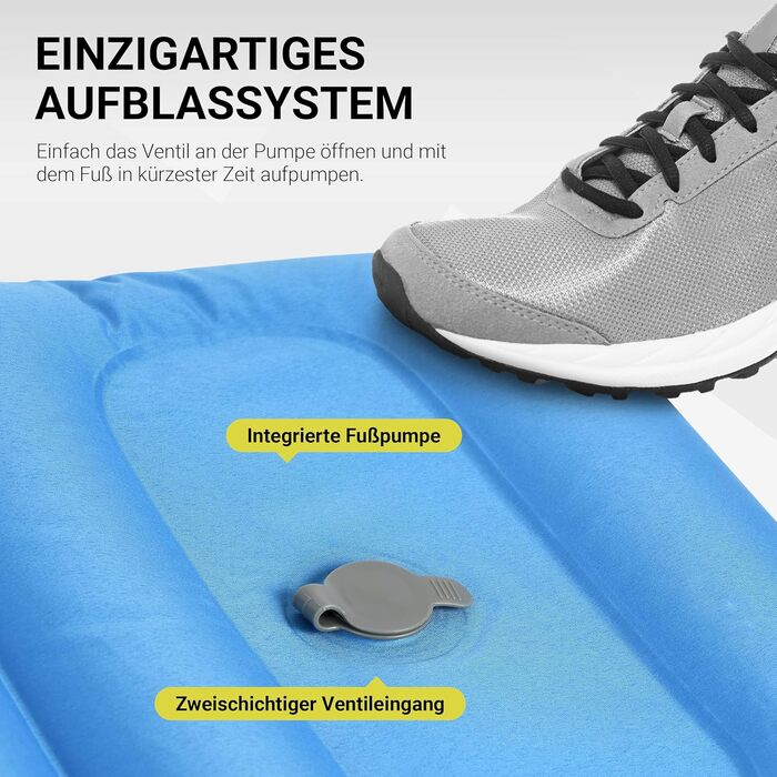MSPORTS Кемпінговий килимок Premium, Ultraleichte Isomatte для відпочинку на природі з насосом для ніг, вологостійкий, для піших прогулянок, кемпінгу, пляжу (Королівський синій)