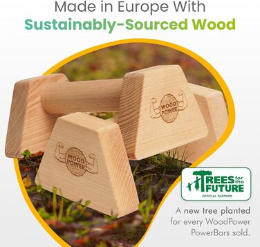 Дерев'яні бруси WOODPOWER PowerBars для віджимань і стійки на руках, нековзкі паралетси для кросфіту, йоги, калістеніки, для дому та вулиці