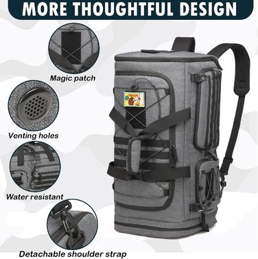 Спортивна сумка 50L для чоловіків 3-в-1 з відділенням для мокрого одягу та взуття, рюкзак, дорожня сумка, валіза ручної поклажі, сумка для тренувань, залу, плавання, подорожей (сіра)