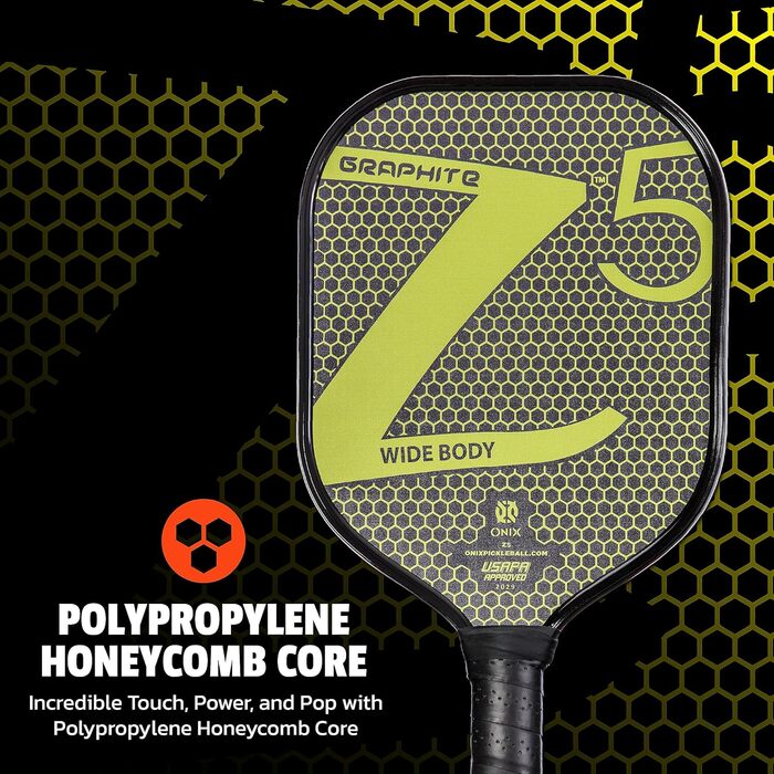 Піклбол ракетка Onix Z5 з карбону та графіту, м'яка ручка, сертифікована USA Pickleball