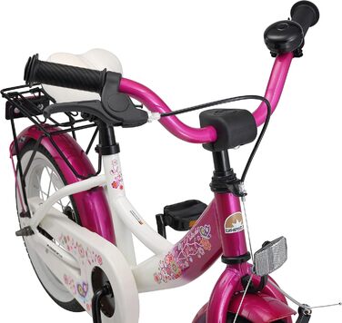 Дитяче велосипед BIKESTAR 14 дюймів для хлопчиків та дівчаток від 4 років | Класичний дизайн | Рожево-білий | Без ризику тестування