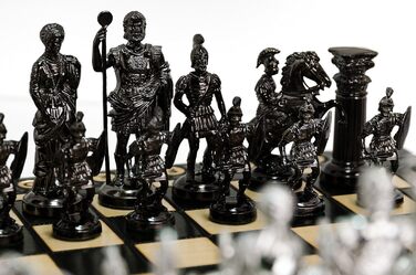 Шахи Master of Chess Spartan 40x40 см, металізована пластикова фігура, дерев'яна дошка, антик Рим, класична настільна гра