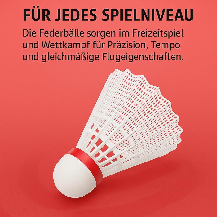 Набір для бадмінтону BEST SPORTING: Турнірні м'ячі 6 шт. (Нейлон, швидкі)