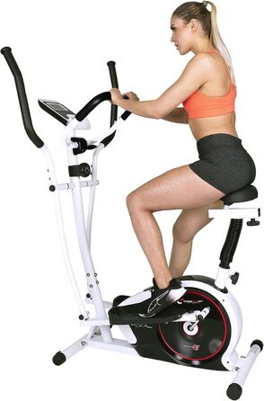 Ергометр Christopeit Crosstrainer CT 4: 2-в-1 тренажер для кардіо та силових вправ, з магнітною системою гальмування 7 кг, 8 рівнів опору, LCD-дисплеєм, датчиками пульсу та підставкою для планшету – для щадного впливу на суглоби