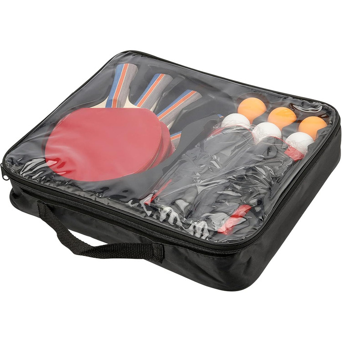 Набір для настільного тенісу MUKLEI: 4 ракетки, 6 м'ячів, розкладне сітка 175 см, сумка для перенесення. Підходить для гри на столі та на вулиці.