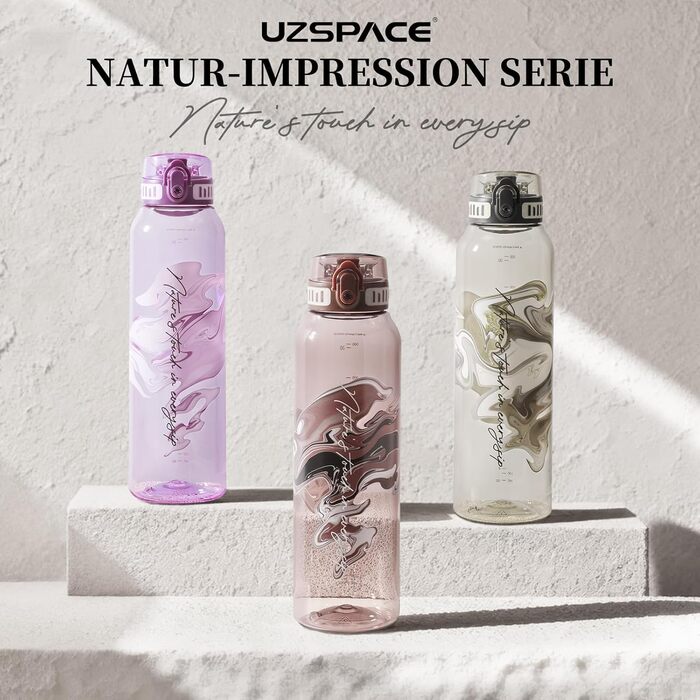 Дитяча пляшка для води UZSPACE 600 мл, спортивна, непроливальна, з одноручним керуванням, для газованої води, можна мити в посудомийній машині, для школи та активного відпочинку, білий колір