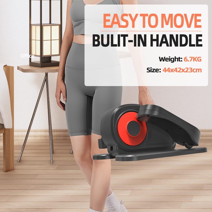 Еліптичний тренажер для сидіння, крос-тренажер, тренажер для ніг, регульована швидкість, з пультом дистанційного керування, сидячий педальний тренажер для людей похилого віку та дорослих, чорно-червоний