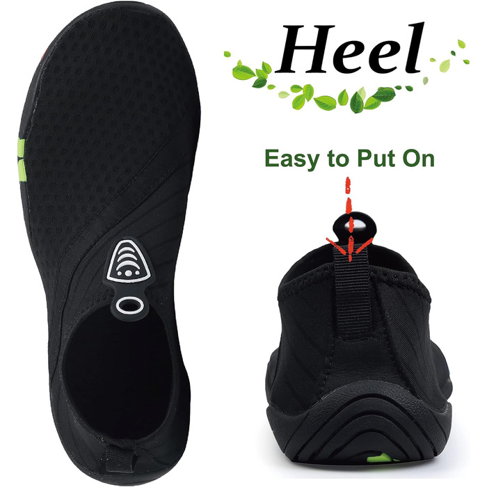 Чоловічі та жіночі аквашузи для плавання та відпочинку на воді, швидковисихаючі, легкі, дихаючі (40 EU, чорний)