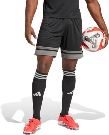 Чоловічі футбольні шорти adidas Squadra 25, чорні (Black/Team Grey Four/Pure Ruby), розмір XS