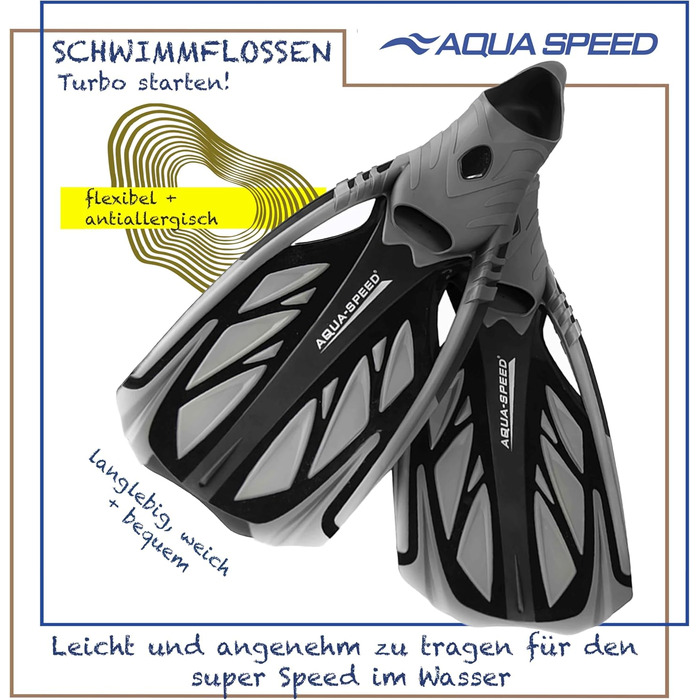 Довгі ласти Aqua Speed для плавання та дайвінгу для дорослих, жіночі та чоловічі, для басейну та снорклінгу, INOX