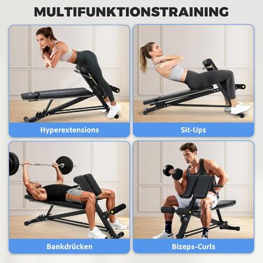 Тренажер для дому Hantelbank 5514: регульована розкладана лава з бегунком для ніг та подушкою для пречера