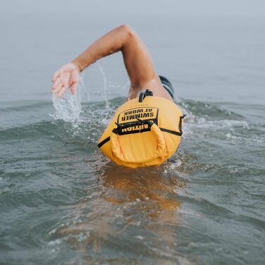 Набір Buddyswim: буя для плавання у відкритій воді 28 л з водонепроникним відсіком і силіконова шапочка для плавання, жовтий