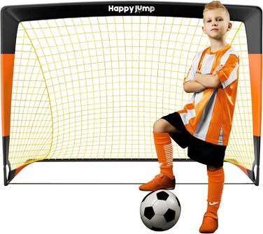 Футбольні ворота Happy Jump 4x3 FT, складані для тренувань у саду, чорні з помаранчевим, поп-ап конструкція