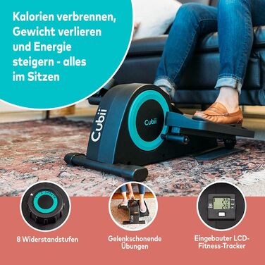 Cubii JR1 - Міні еліптичний тренажер для дому та офісу, тихий педальний тренажер під стіл, компактний та дбайливий до суглобів, фітнес-обладнання для літніх людей, велотренажер для активності сидячи