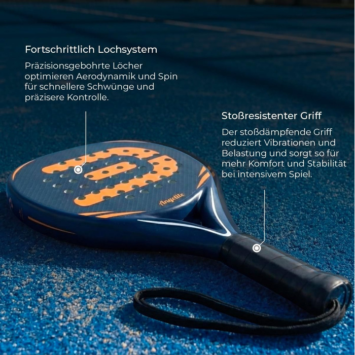 Ракетка для падел Angelite з гарантією 2 роки, 360г, карбон, скловолокно, піна Eva FlexCore - максимальний контроль