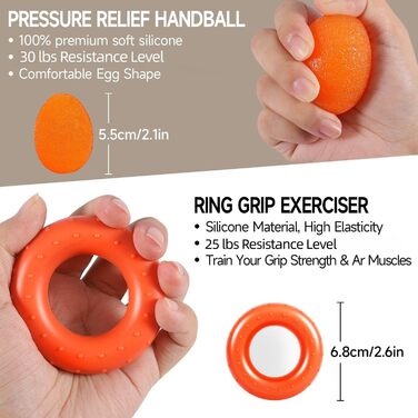 Набір для тренування рук Flintronic: тренажер зап'ястя з лічильником, регулювання ваги 5-60 кг, фітнес, альпінізм, силові тренування, реабілітація рук. Оранжевий, 5 шт.