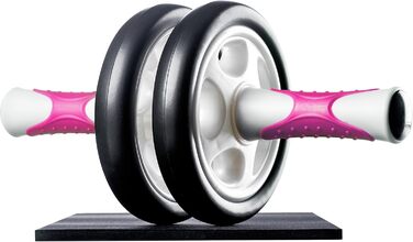 Ролер для пресу Ultrasport AB Roller з килимком для колін, тренування пресу для чоловіків та жінок, компактний складний ролер для м'язів, білий/рожевий
