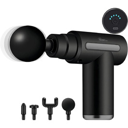 Масажний пістолет Newgen Medicals: Компактний акумуляторний масажер для рук з 4 насадками, 6 рівнів, USB-C, 30W