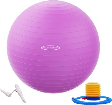 Фітнес-м'яч Signature Fitness 68–75 см, антивибуховий, нековзний, для йоги, тренувань і вагітних, з насосом, фіолетовий, XL, 2000 фунтів