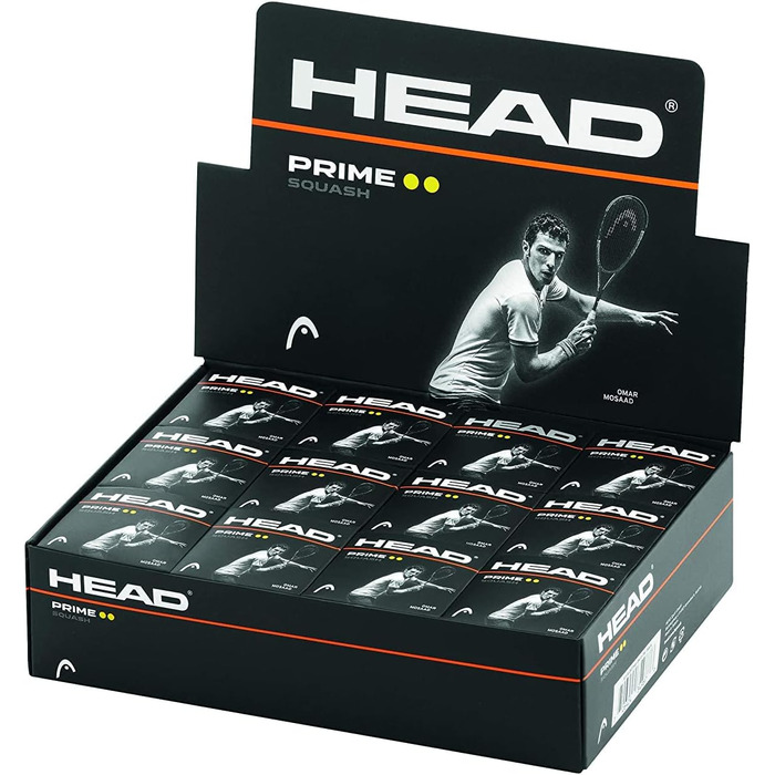 Сквош-м'ячі HEAD Prime, 12 штук, чорні, для професіоналів