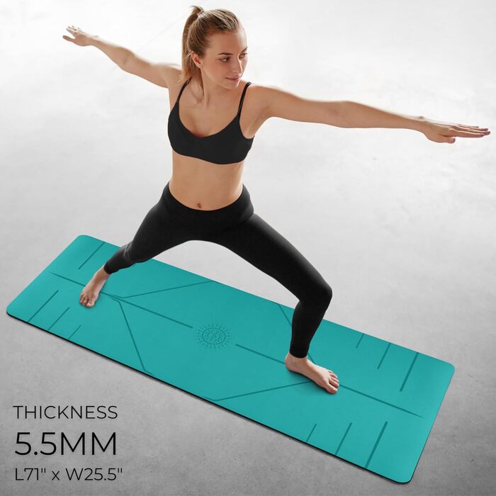 Йога-мат Plyopic Ultra-Grip Pro+ з розміткою, антиковзкий, комфортний, стійкий до поту, для йоги, пілатесу, бікрам та хот-йоги