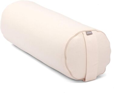 Болстер для йоги Bodhi ECO, 100% органічна бавовна, кругла подушка з наповнювачем з біо-спельти, знімний чохол, 65x20 см, натуральний, для відновлювальної йоги