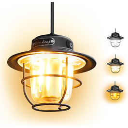 LED кемпінговий ліхтар: портативна налобний ліхтар для кемпінгу, риболовлі, з 4 режимами освітлення, регулюванням яскравості, водонепроникний (IP65), USB-зарядка, чорний