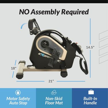 Електричний велотренажер Exerpeutic під стіл, 2000 м, для ніг та рук, чорний. Фітнес для дому, для роботи з дому