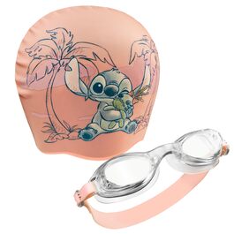Дитячий набір для плавання Disney Stitch: шапочка та окуляри, захист від UV, антизапіт, 6-14 років, персиковий колір