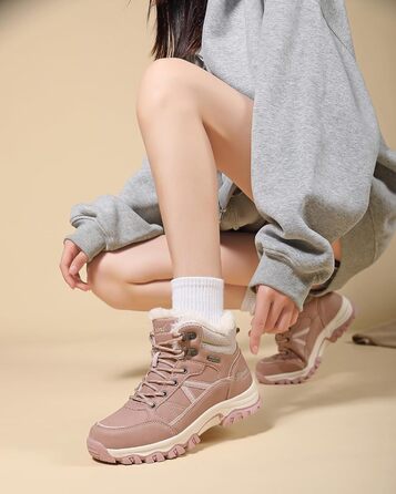 Жіночі зимові черевики, зимові чоботи, трекінгові черевики, снігоступи, рожеві, 36-41