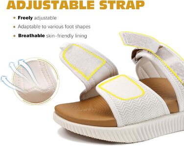 Спортивні сандалі KuaiLu жіночі з м'якою устілкою, ортопедичні, для туризму та відпочинку, білі/хакі, 39 EU