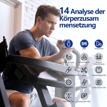 Вага Anyloop для вимірювання жиру в тілі, персональна вага з Bluetooth, 180 кг, вимірювання жиру, BMI, пульсу, м'язової маси, води, білка, кісткової маси, BMR, темно-синій