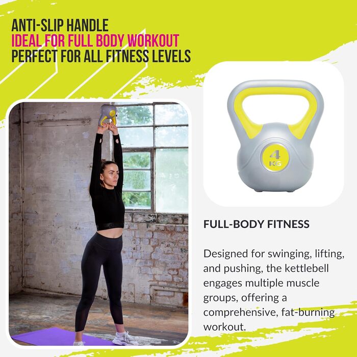 Гиря Urban Fitness унісекс, вінілова, жовта, універсальний розмір
