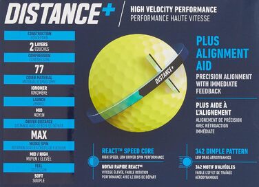 Гольф м'ячі Taylormade Distance+ 2021, для великої дальності, 12 шт.