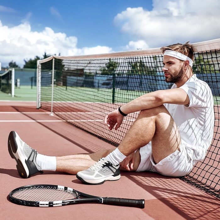 Тенісні кросівки FitVille для чоловіків (X-широкі) - спортивне взуття, зал, бадмінтон, фітнес, білий/чорний