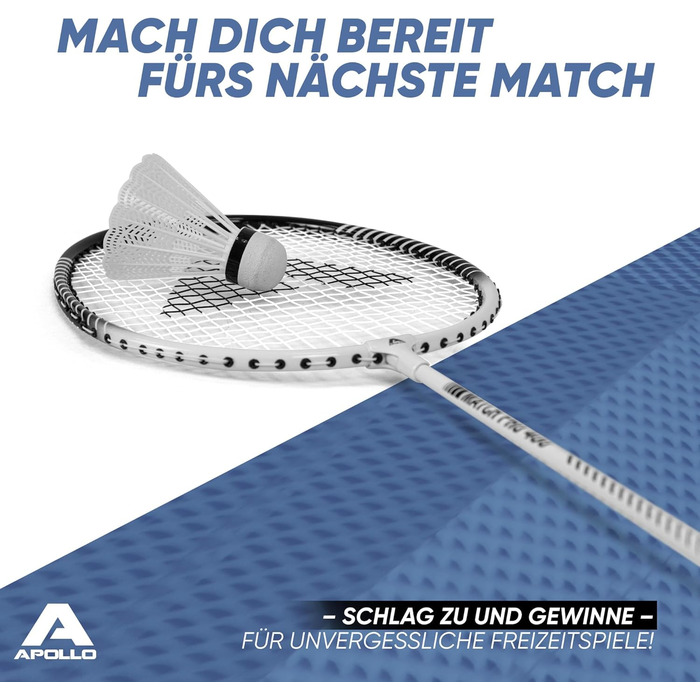 Набір для бадмінтона Apollo Match Pro 400 - ракетки для дітей та дорослих, легкі алюмінієві ракетки, комплект з сумкою, біло-чорний