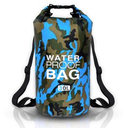 Водонепроникна сумка Dry Bag об'ємом 10L, 20L, 30L з регульованим плечовим ременем для плавання, рафтингу, кемпінгу, риболовлі, катання на човні, походів, каякінгу. Колір: блакитний (3000)