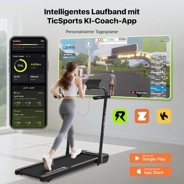 Електричний біговий тренажер Mobvoi Home Laufband SE 2.5 PS, 12 км/год, компактний, складний, з пультом ДУ, для дому, з додатком TicSports, чорний